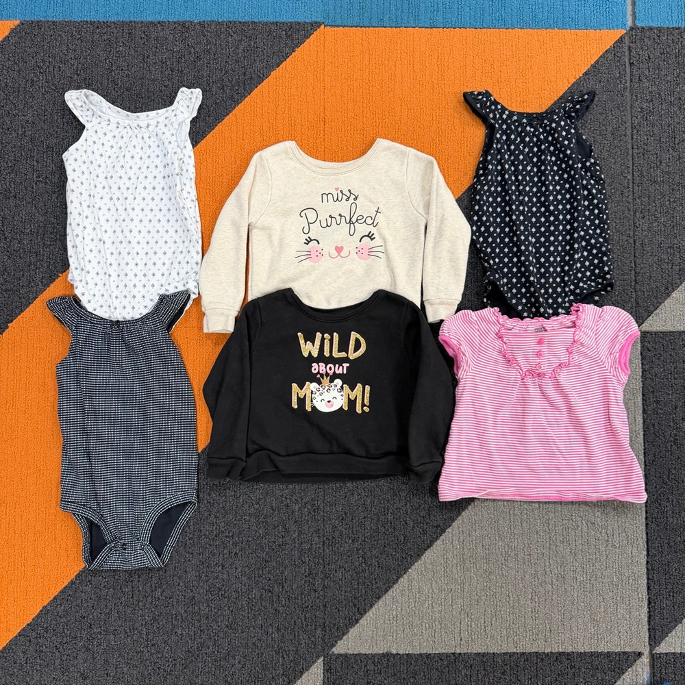 Lot of 6 Baby Girl Garanimals Carter’s Faded Glory Clothing Bundle 24 Months